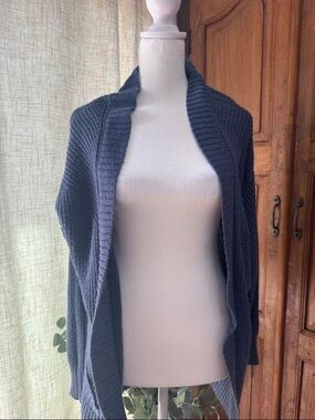 Pink Rose Slate Gray Open-Front Knit Cardigan